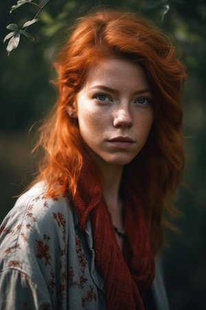 portrait of a young woman standing outdoorsの素材