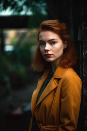 portrait of a young woman standing outdoorsの素材