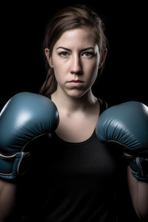 a young woman getting into shape with boxing glovesの素材