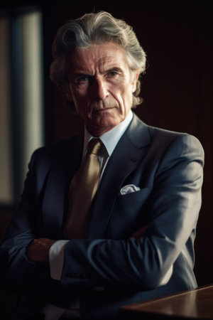 portrait of a mature businessman working in an officeの素材
