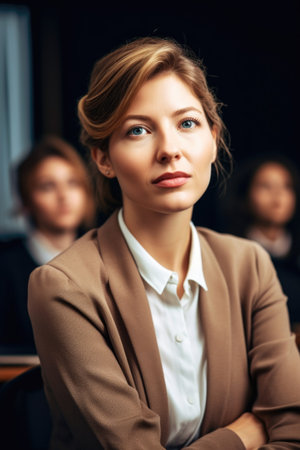 portrait of a confident young woman attending a seminarの素材