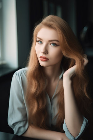 portrait of an attractive young woman using her laptop and working from homeの素材