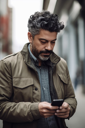 shot of a man using his cellphone outsideの素材