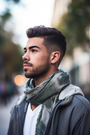 shot of an unrecognizable young man standing outside during the dayの素材
