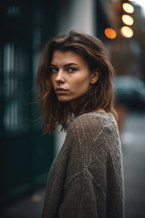 shot of an unrecognizable young woman standing outsideの素材