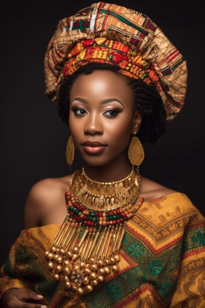 cropped shot of beautiful woman in a traditional african dressの素材