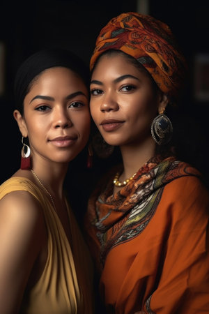 shot of two ethnic women standing togetherの素材