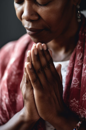 cropped shot of a woman in prayerの素材