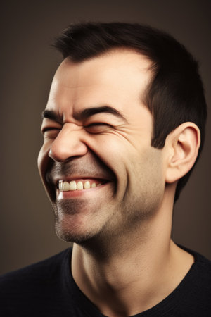 cropped closeup image of a man winking on a copyspace backgroundの素材