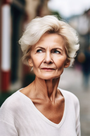 cropped shot of an attractive senior woman standing outsideの素材