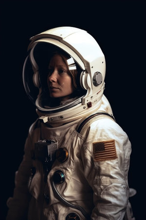 shot of an unrecognizable woman space explorer in a spacesuitの素材