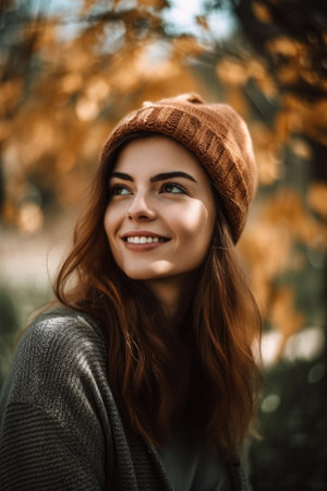 portrait of a young woman enjoying a day outdoorsの素材
