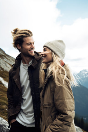 shot of a young couple enjoying a day in the mountainsの素材