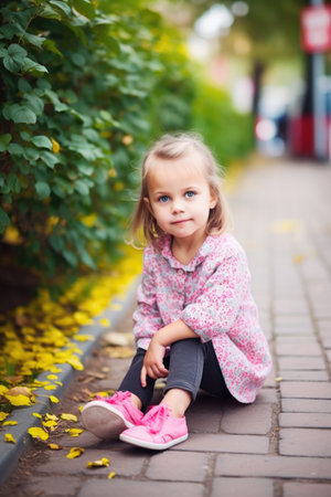 portrait of an adorable little girl spending the day outdoorsの素材