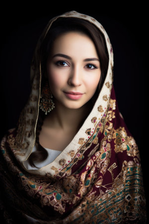shot of a beautiful young woman wearing traditional muslim attireの素材