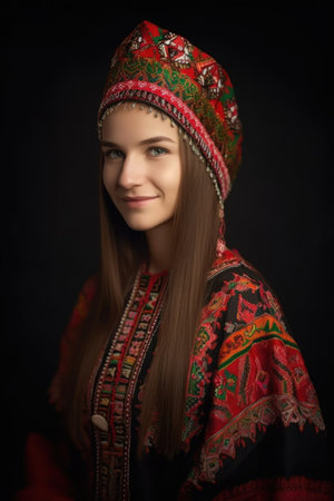 portrait of a beautiful young woman in traditional costumeの素材
