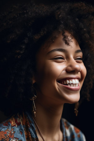 cropped shot of a young woman looking happy and carefreeの素材