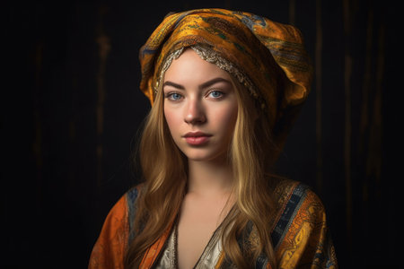 a gorgeous young woman wearing a headdressの素材