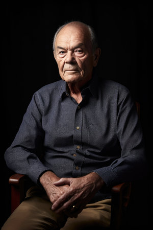 cropped shot of a senior man sitting on a chairの素材