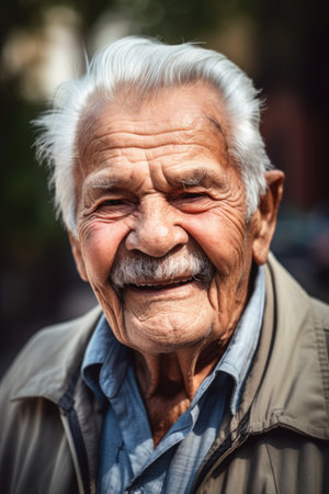 handsome senior man smiling at the camera and looking hopefulの素材