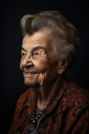 portrait of a senior woman in the studioの素材