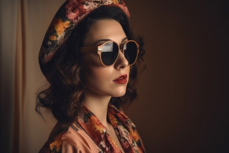 woman, fashion retro and portrait of model at party for new trend with creative visionの素材