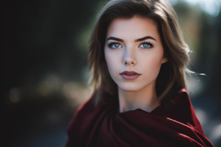 a beautiful young woman wearing a capeの素材