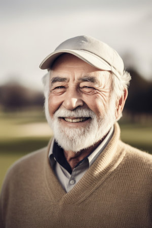 cropped portrait of a happy senior man enjoying her day at the golf-courseの素材