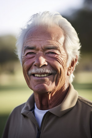 portrait of a senior man on a golf courseの素材