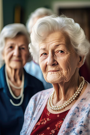 portrait of a senior woman bonding with her friends at a retirement homeの素材