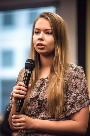 shot of a young woman giving a presentation on gender identityの素材