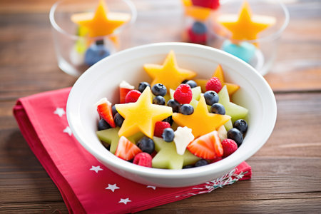 festive christmas fruit salad with star-shaped fruitsの素材