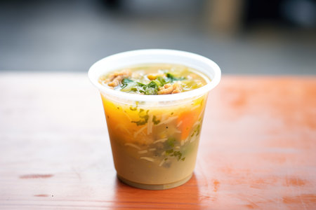 lentil soup in a disposable cup for food deliveryの素材