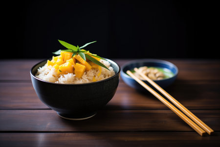 dimly lit mango sticky rice for moody effectの素材