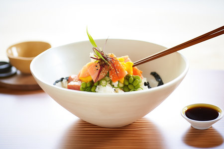 deconstructed sushi bowl with miso dressingの素材