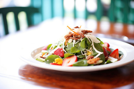 spinach strawberry salad, roasted pecans, crumbled cheeseの素材