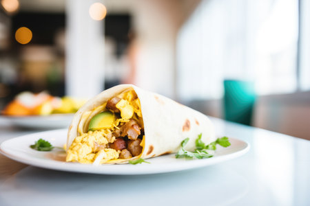 breakfast burrito with egg, cheese, and sausageの素材