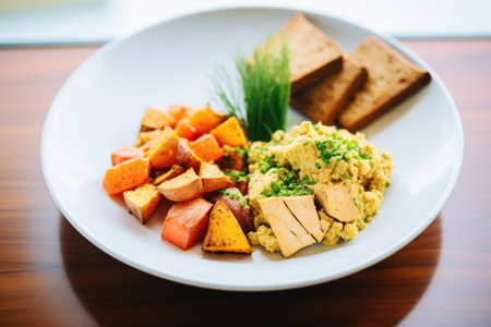 scrambled tofu with a side of roasted sweet potatoesの素材
