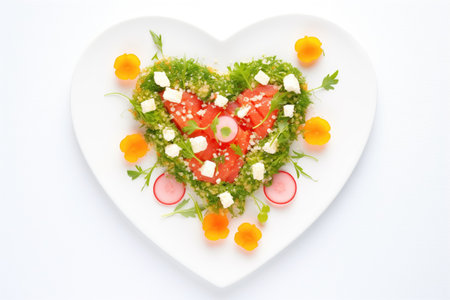 heart-shaped watermelon and feta salad arrangementの素材