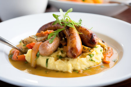 bangers and mash with various flavored sausagesの素材