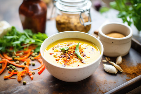 partially blended lentil soup for a creamy textureの素材