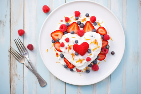 heart-shaped pavlova for valentines celebrationの素材