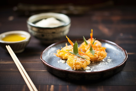 tempura cheesecake bites with powdered sugarの素材