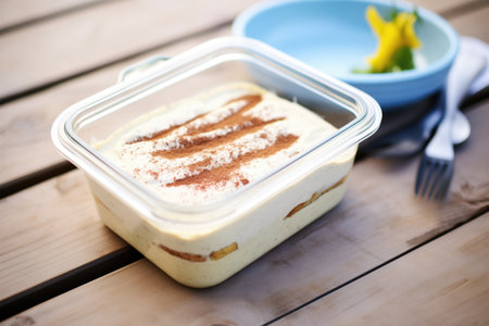 tiramisu in a takeaway container with a clear lidの素材