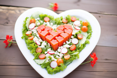heart-shaped watermelon and feta salad arrangementの素材