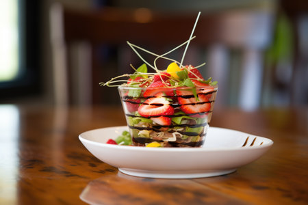 salad with sliced strawberries and balsamic glazeの素材
