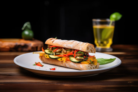 baguette sandwich with grilled vegetablesの素材