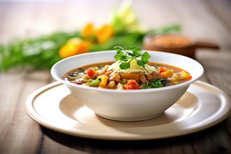 minestrone soup, variety of beans visibleの素材