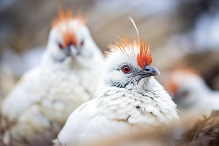 close-up of ptarmigans camouflaged feathersの素材