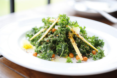 kale salad with roasted chickpeas and lemon dressingの素材